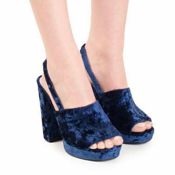 Jeffrey Campbell Shoes - *JEFFREY CAMPBELL* Chika Blue Crushed Velvet Heels
